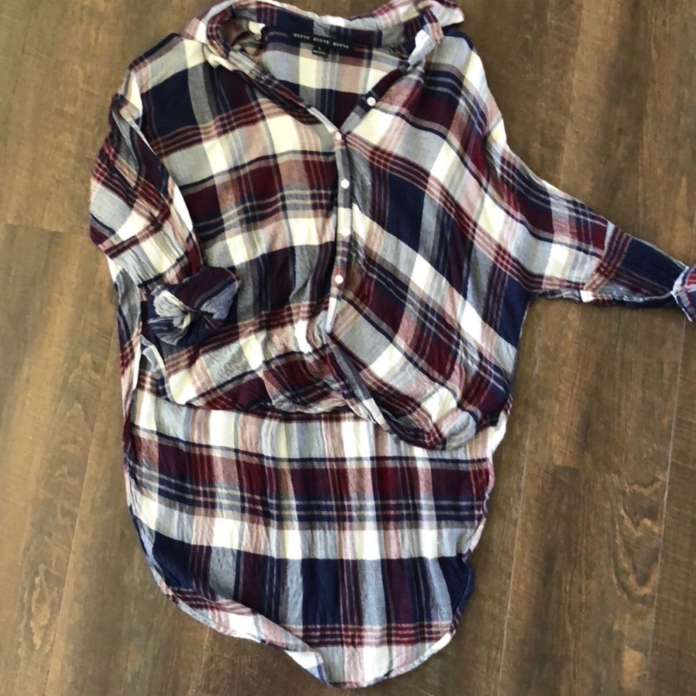 Hi low plaid shirt